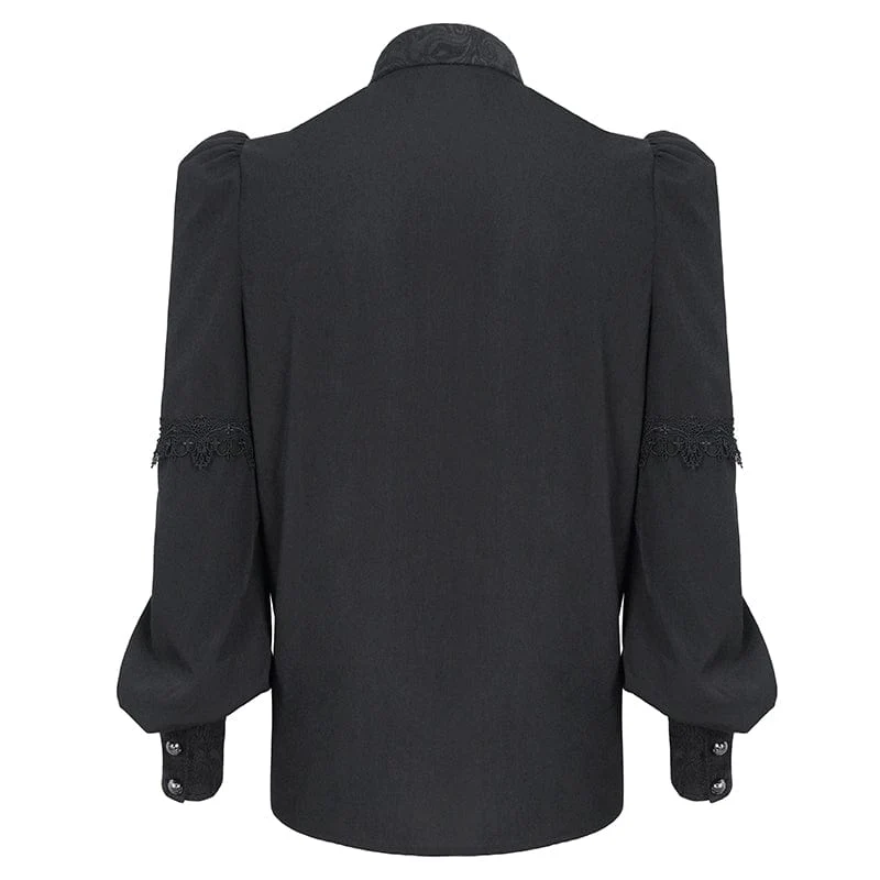 Herren-Gothic-Hemd aus Jacquard-Spleiß mit Puffärmeln