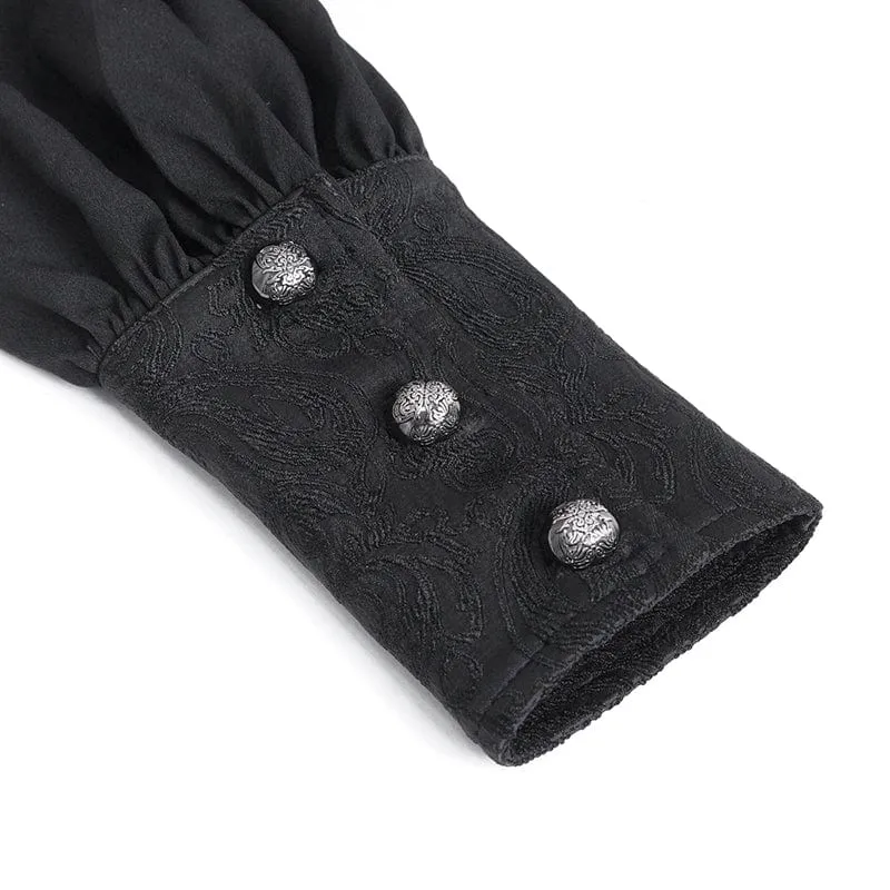 Herren-Gothic-Hemd aus Jacquard-Spleiß mit Puffärmeln