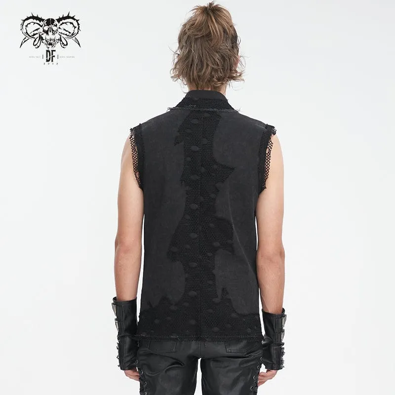 Herren-Punk-Weste mit mehreren Ketten im Used-Look