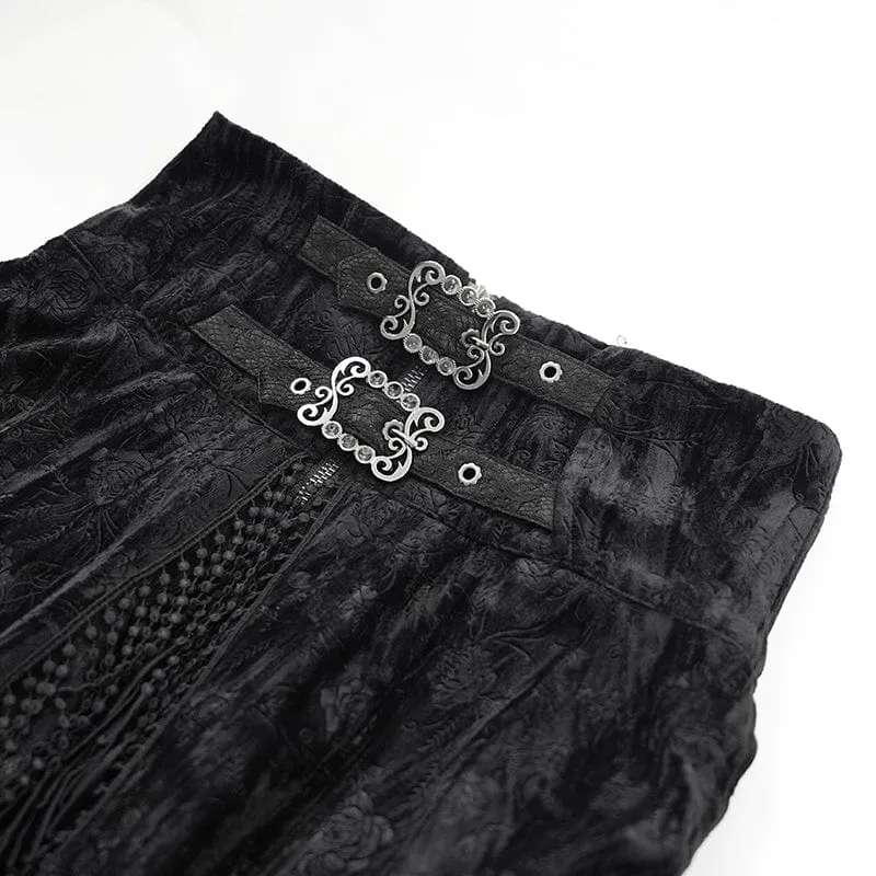 Langer Gothic-Rock mit Quasten und Schnalle für Damen
