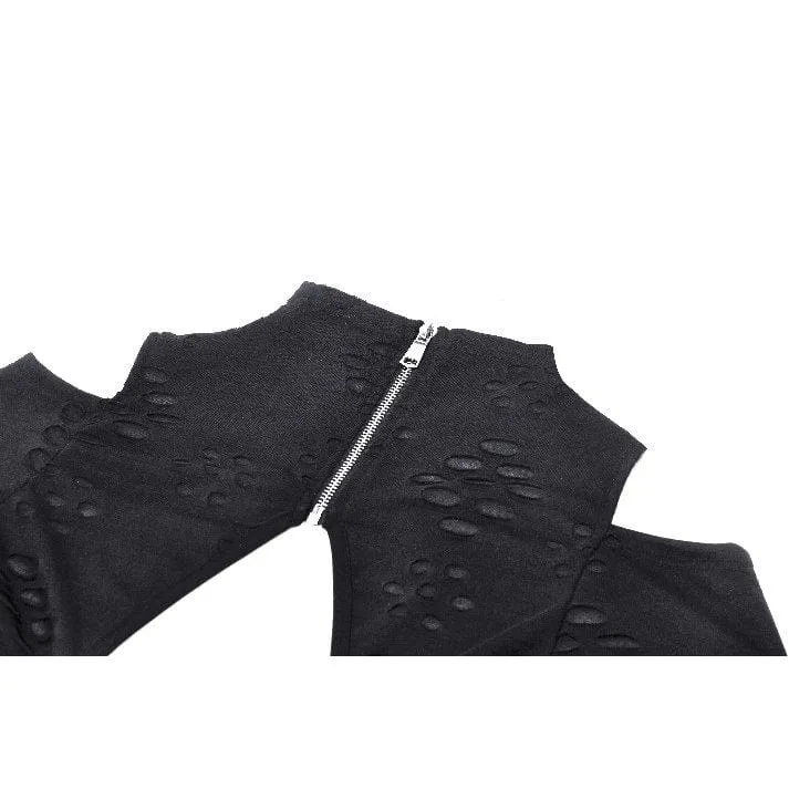 Langärmlige Bluse mit Punk-Optik und zerrissenen Ösen für Damen
