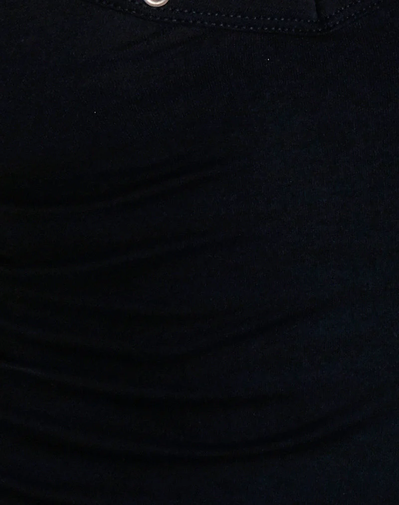 Jugo Neckholder-Top in Schwarz mit Ösen