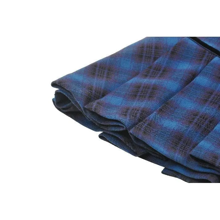 Damen Grunge Stars Plaid Kurzrock Blau