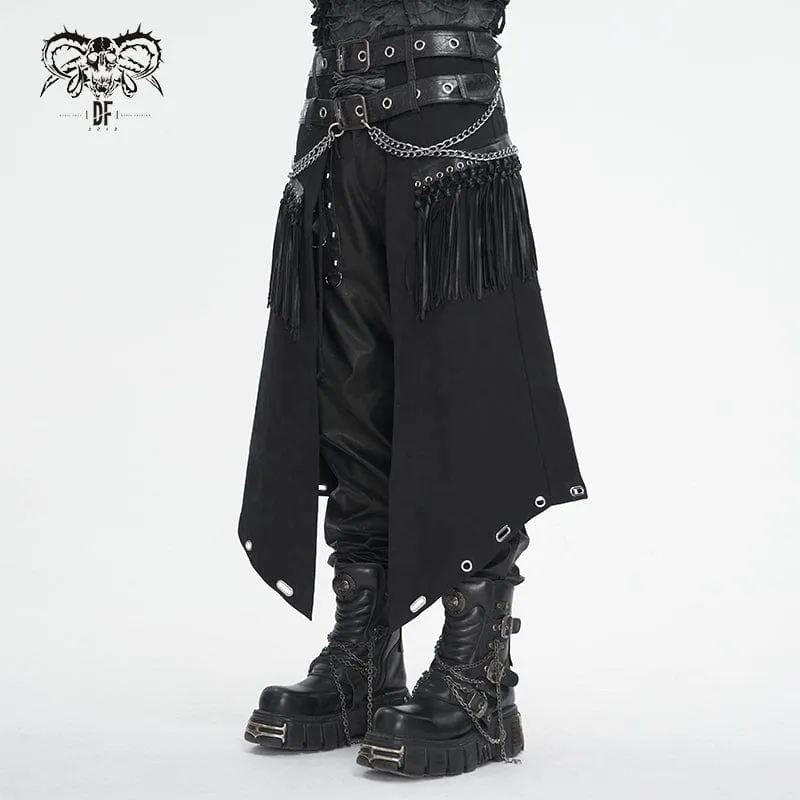 Herren-Gothic-Kilt mit Doppelgürtel und Quasten
