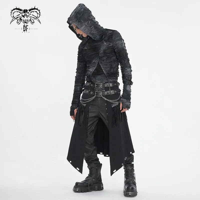 Herren-Gothic-Kilt mit Doppelgürtel und Quasten