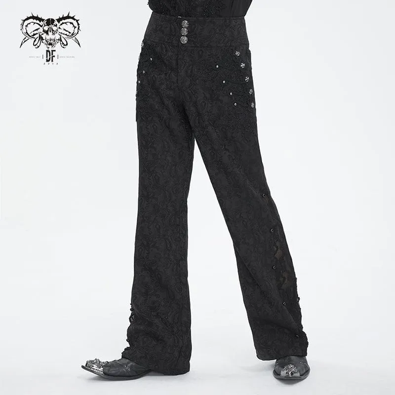 Herren-Jacquardhose mit Gothic-Blumenstickerei