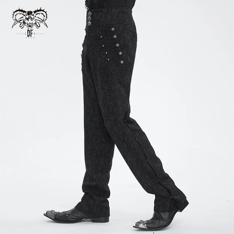 Herren-Jacquardhose mit Gothic-Blumenstickerei
