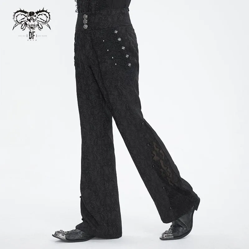Herren-Jacquardhose mit Gothic-Blumenstickerei