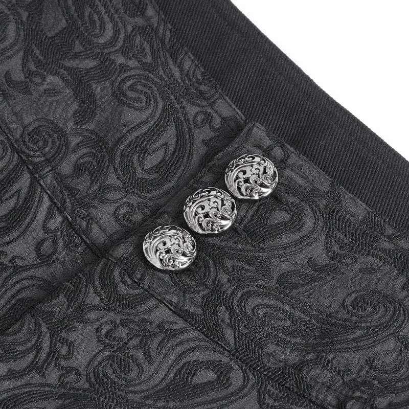 Herren-Jacquardhose mit Gothic-Blumenstickerei