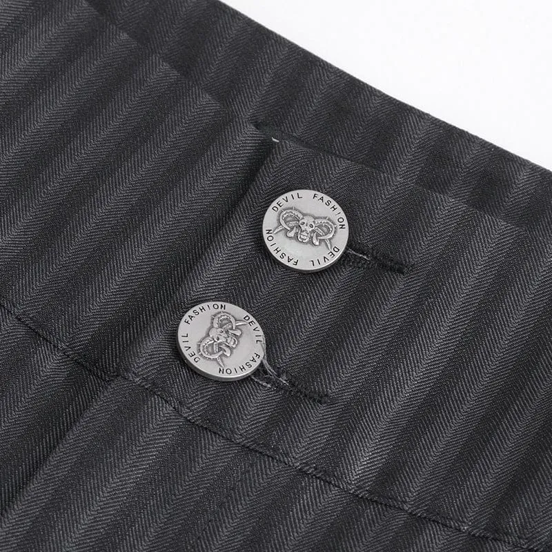 Gestreifte Gothic-Hosen mit hoher Taille für Herren und Schnürung
