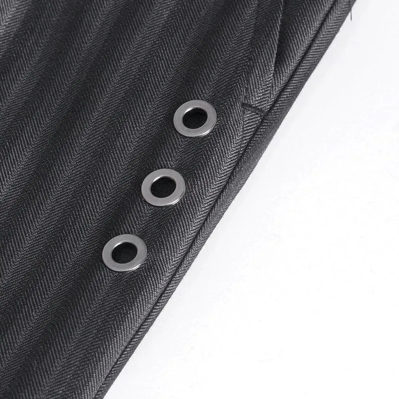Gestreifte Gothic-Hosen mit hoher Taille für Herren und Schnürung