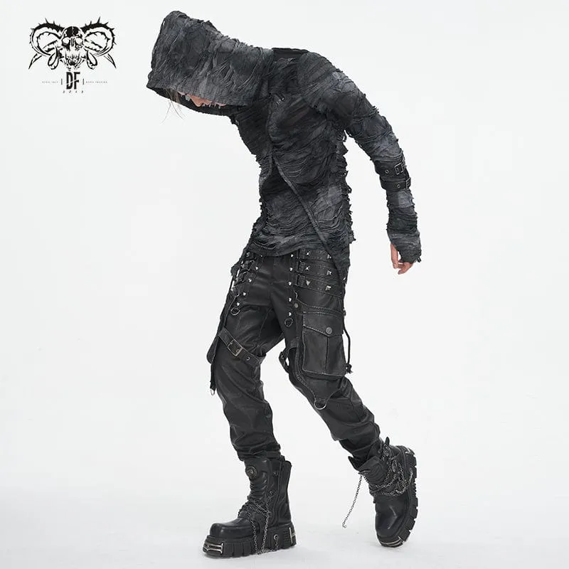 Gothic-Herrenhose aus Kunstleder mit großen Taschen und Nieten