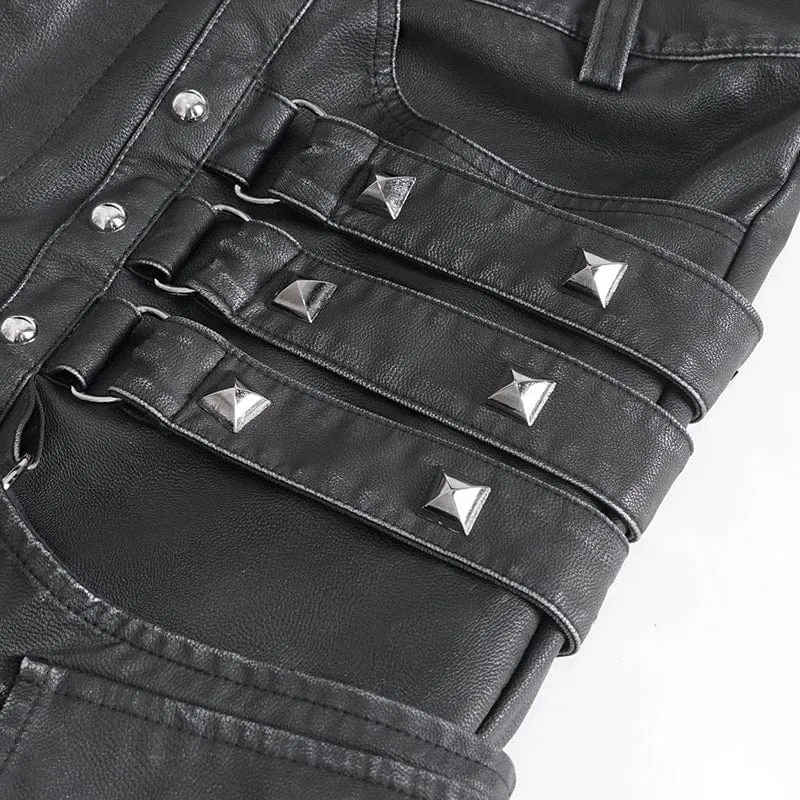 Gothic-Herrenhose aus Kunstleder mit großen Taschen und Nieten