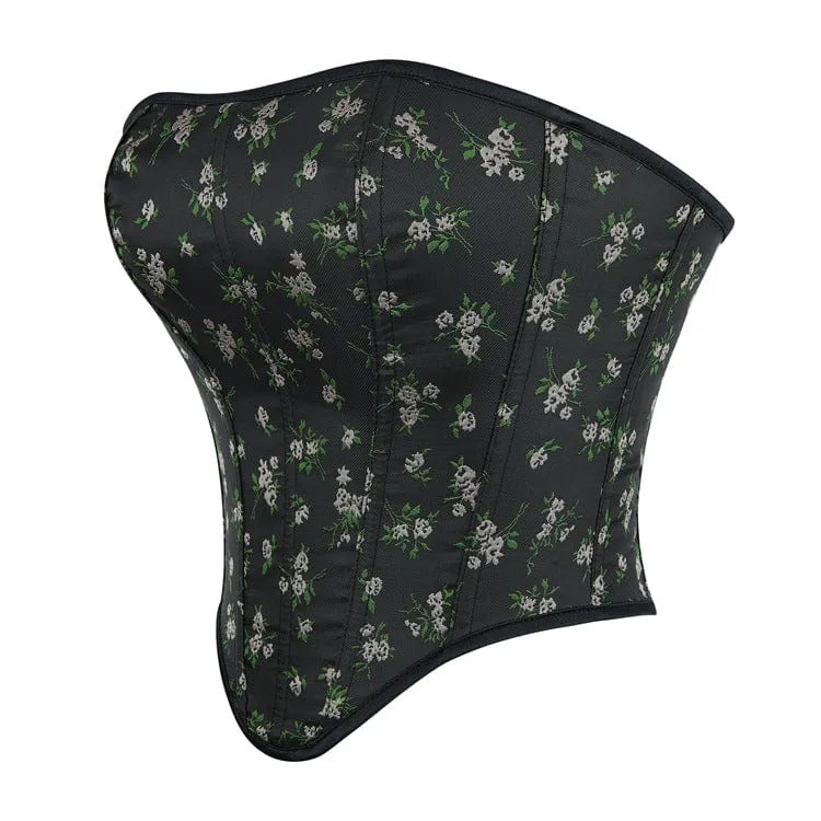 Überbrustkorsett für Damen mit Gothic-Blumenmuster und seitlichem Reißverschluss