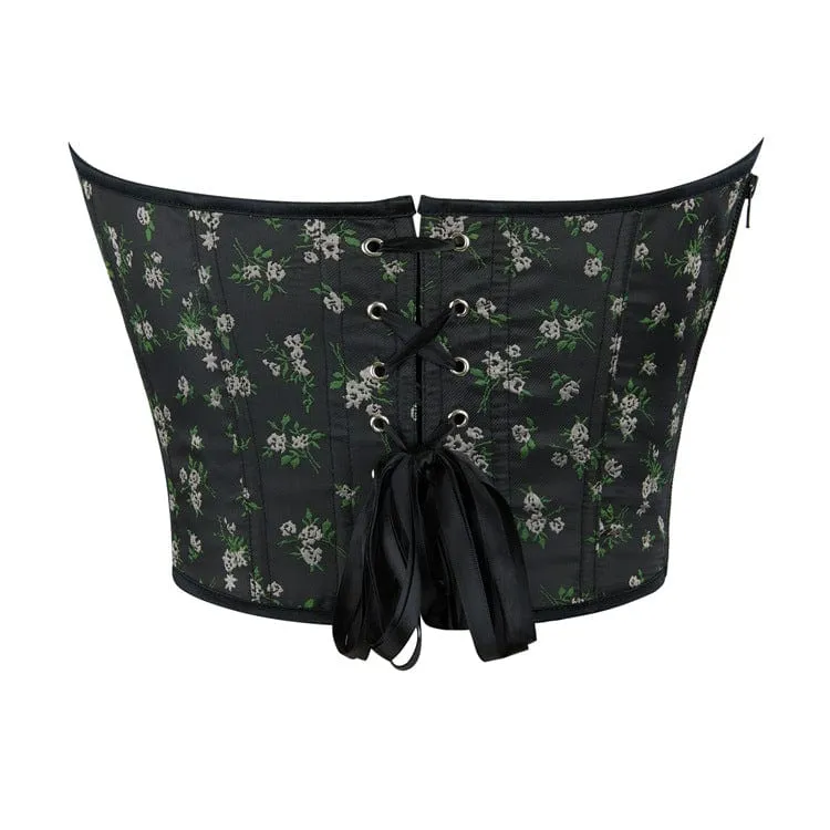 Überbrustkorsett für Damen mit Gothic-Blumenmuster und seitlichem Reißverschluss