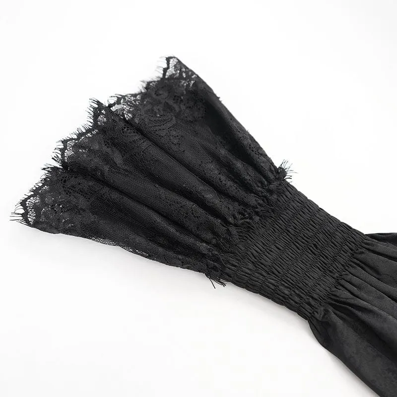 Gothic-Langarmshirt mit Quasten und Cut-Out für Damen