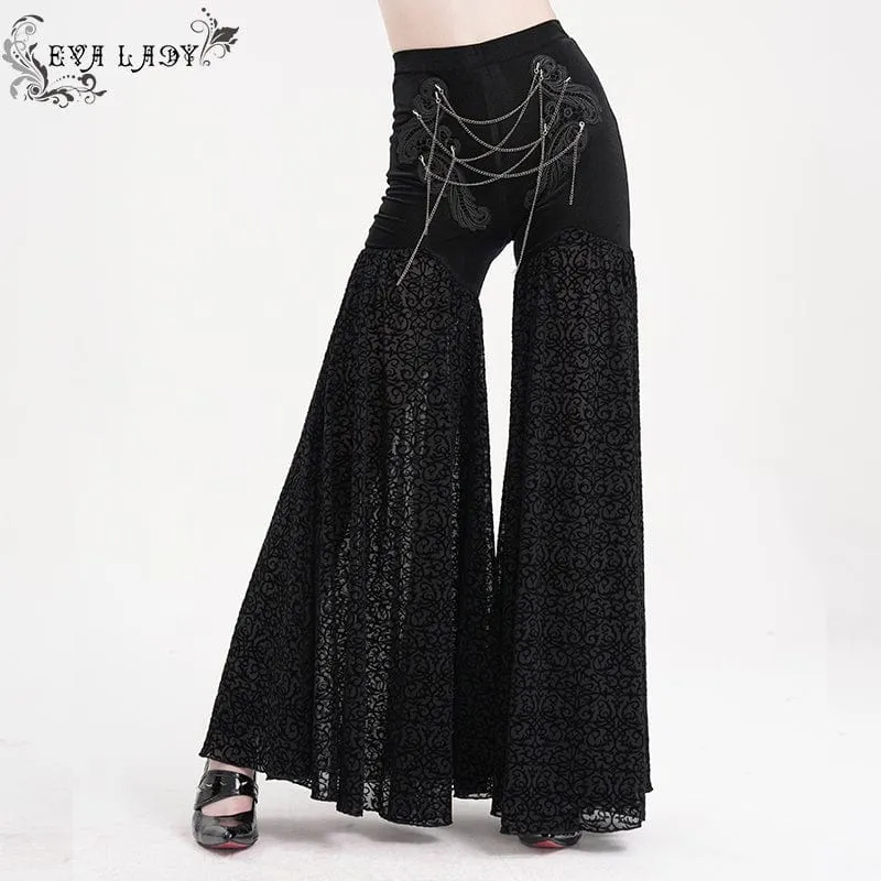 Gothic-Hose mit Kettenmuster und Blumenspitze für Damen