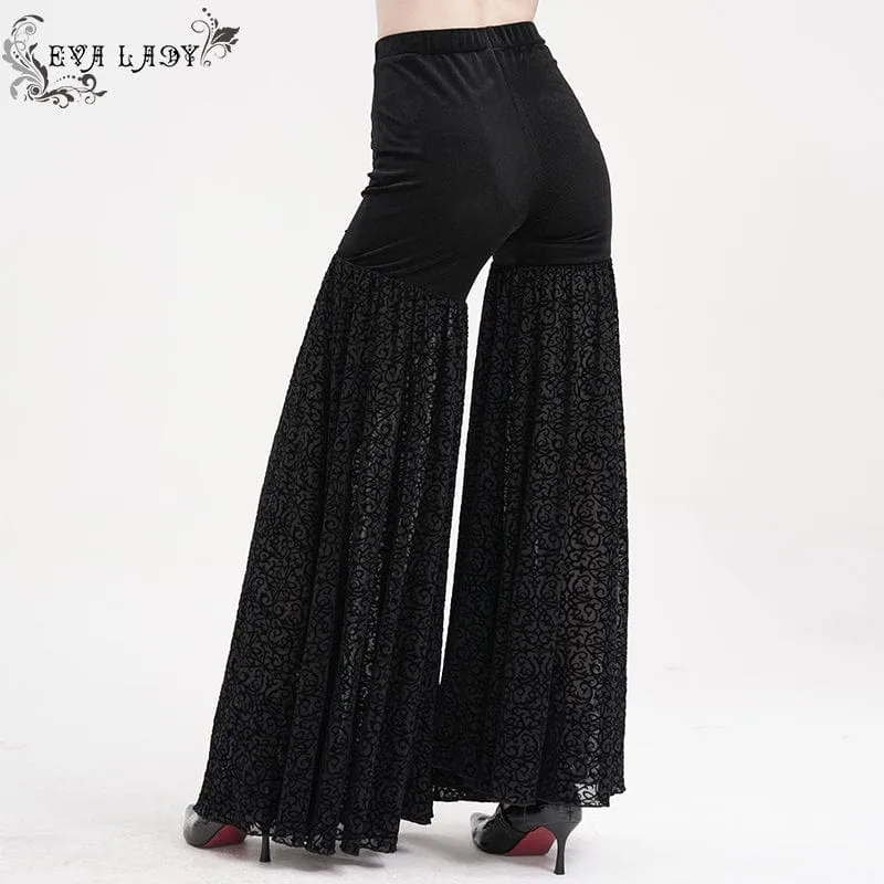 Gothic-Hose mit Kettenmuster und Blumenspitze für Damen