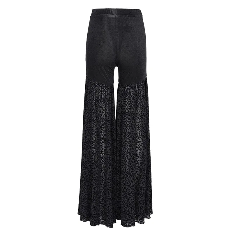 Gothic-Hose mit Kettenmuster und Blumenspitze für Damen