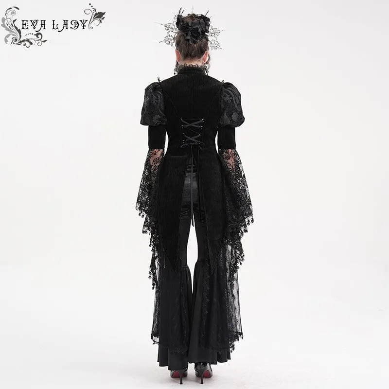 Gothic-Jacke mit Cut-Outs und Spitzenquasten für Damen