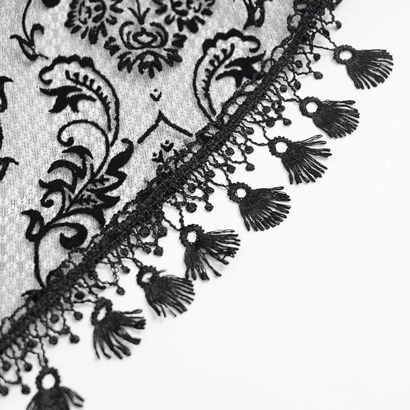 Gothic-Jacke mit Cut-Outs und Spitzenquasten für Damen