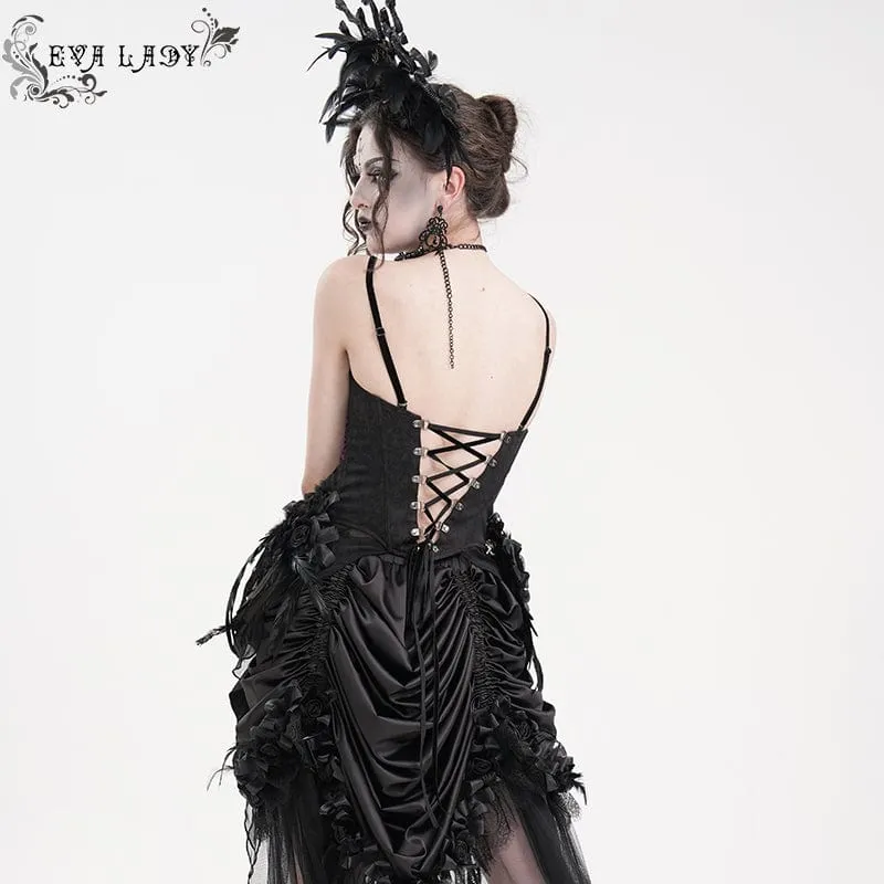 Gothic Überbrustkorsett mit Schnürung für Damen in Schwarz/Lila