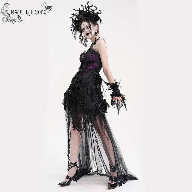 Gothic Überbrustkorsett mit Schnürung für Damen in Schwarz/Lila