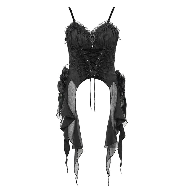 Gothic Überbrustkorsett mit Schnürung aus Spitze für Damen