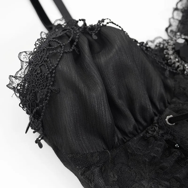 Gothic Überbrustkorsett mit Schnürung aus Spitze für Damen