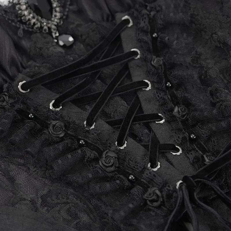 Gothic Überbrustkorsett mit Schnürung aus Spitze für Damen