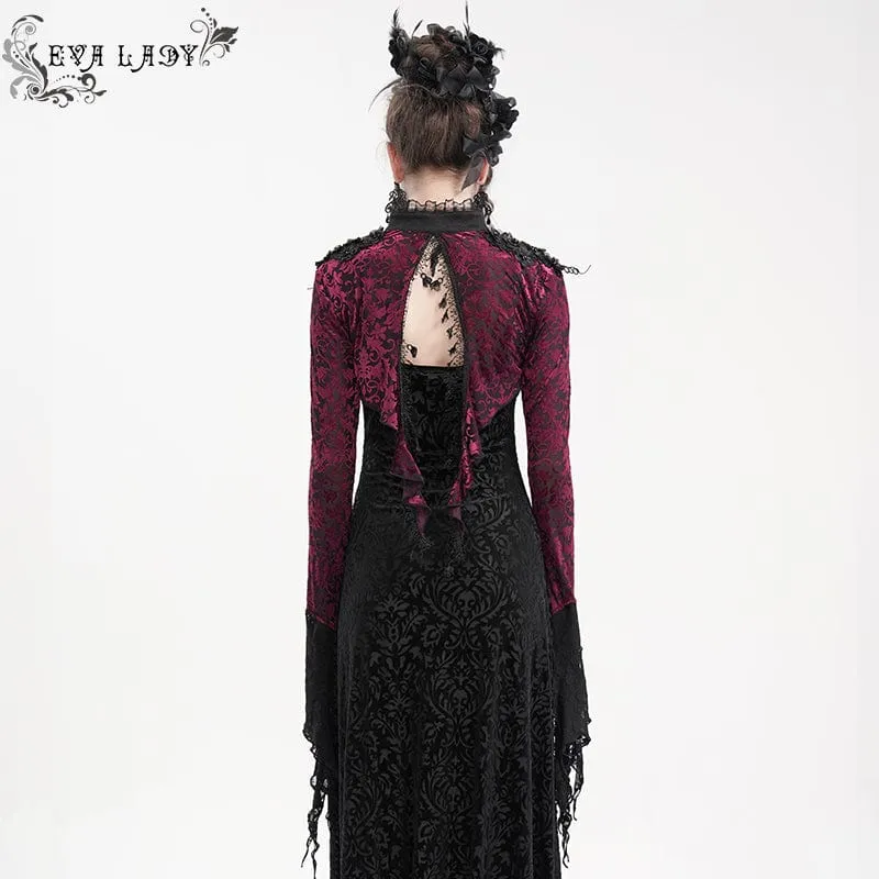 Gothic Cape mit Spitzenquasten für Damen, Schwarz/Lila