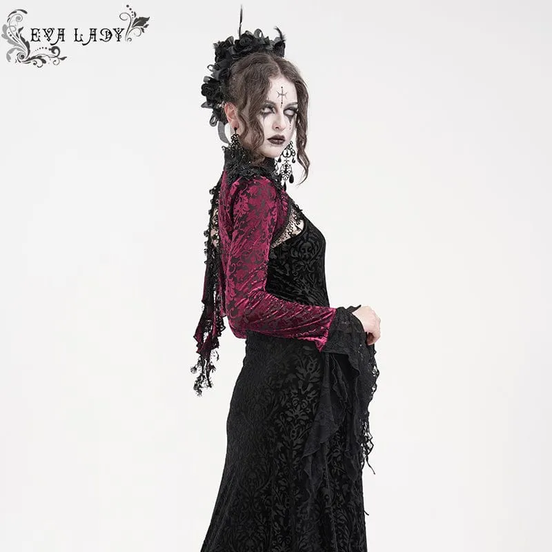 Gothic Cape mit Spitzenquasten für Damen, Schwarz/Lila