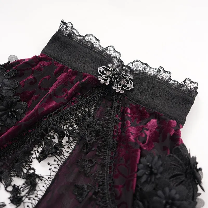 Gothic Cape mit Spitzenquasten für Damen, Schwarz/Lila