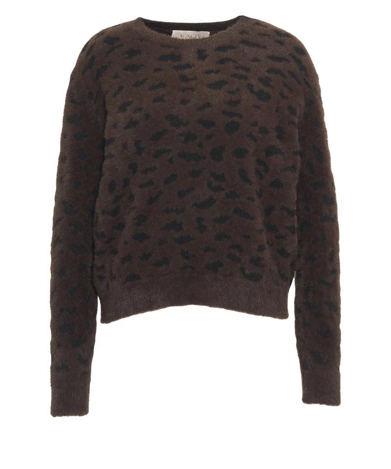 Pullover in maglia con stampa animalier