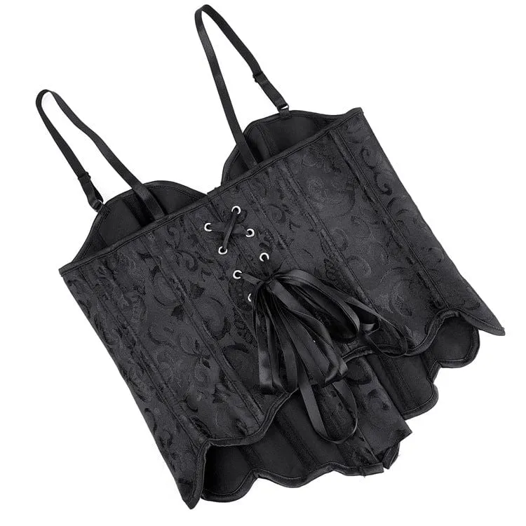 Gothic-Überbrustkorsetts für Damen mit Schnürung, gewelltem Saum und Markenlogo