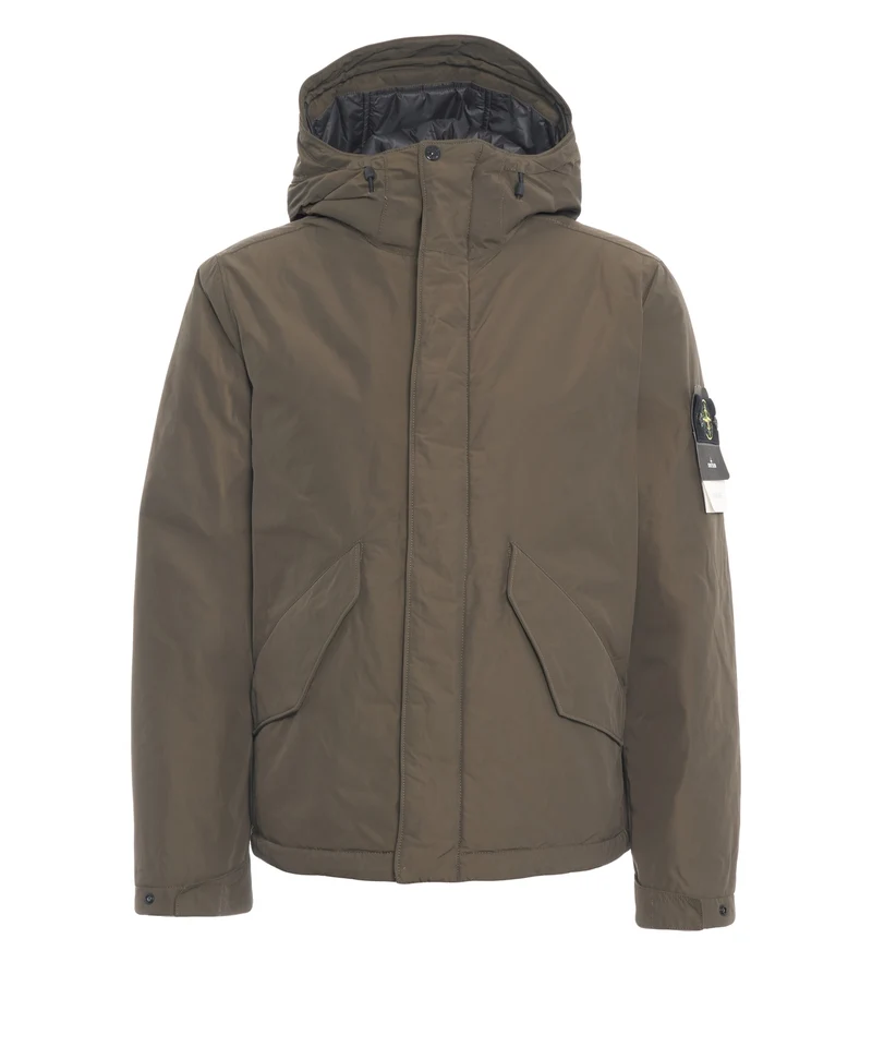 Piumino con patch logo
