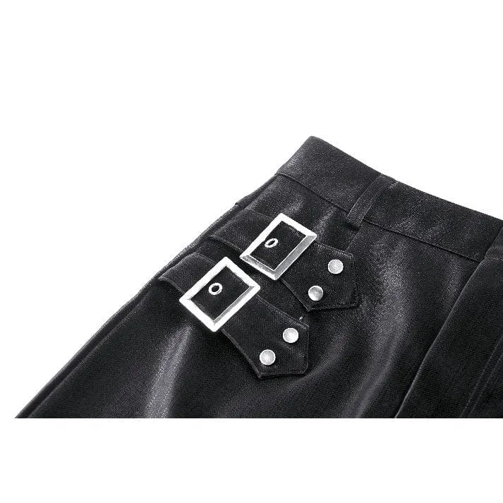 Punkrock für Damen mit Schnallenverschluss und Seitenschlitz und unregelmäßigem Saum