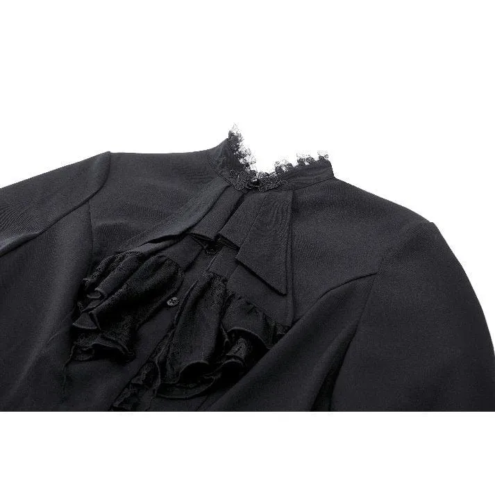Gothic-Langarmhemd mit Rüschen für Damen