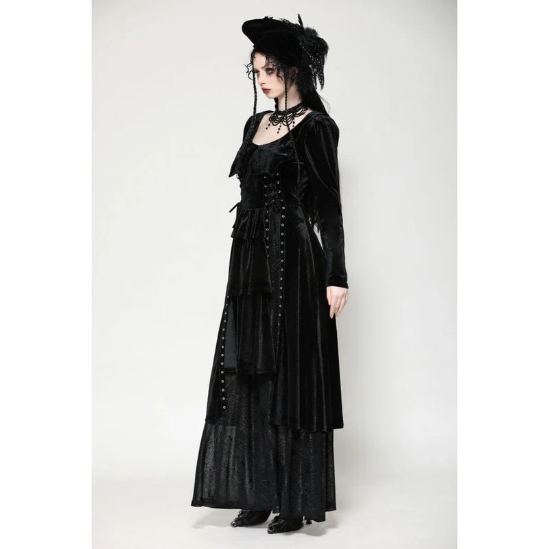 Gothic-Maxikleid mit Ösen und Seitenschlitz für Damen – Hochzeitskleid