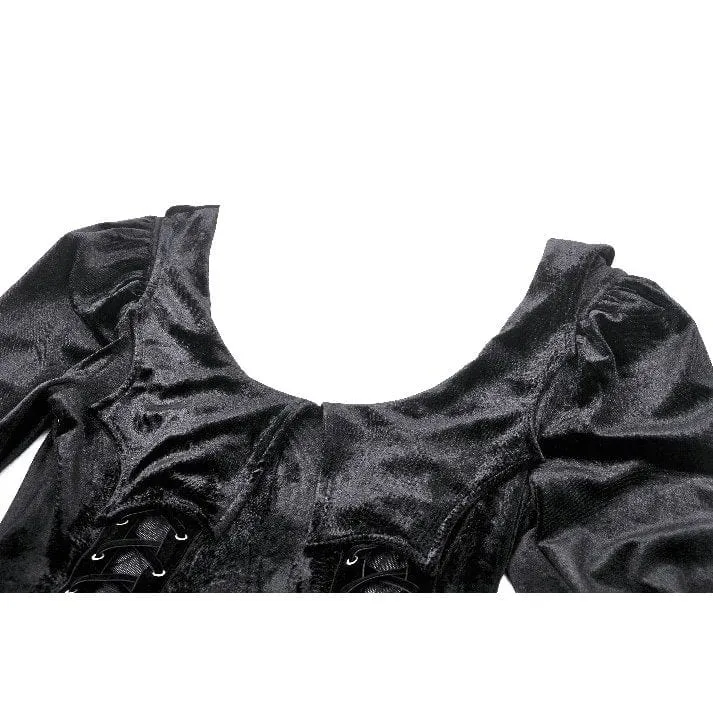 Gothic-Maxikleid mit Ösen und Seitenschlitz für Damen – Hochzeitskleid