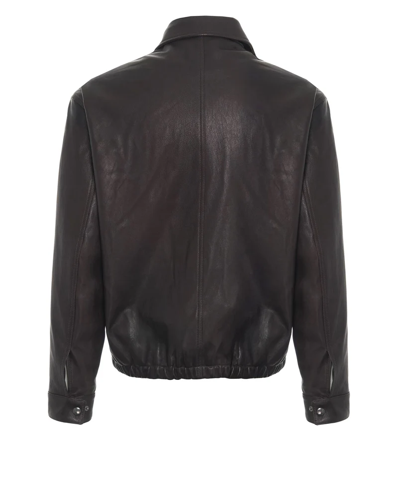 Giacca in pelle con colletto polo