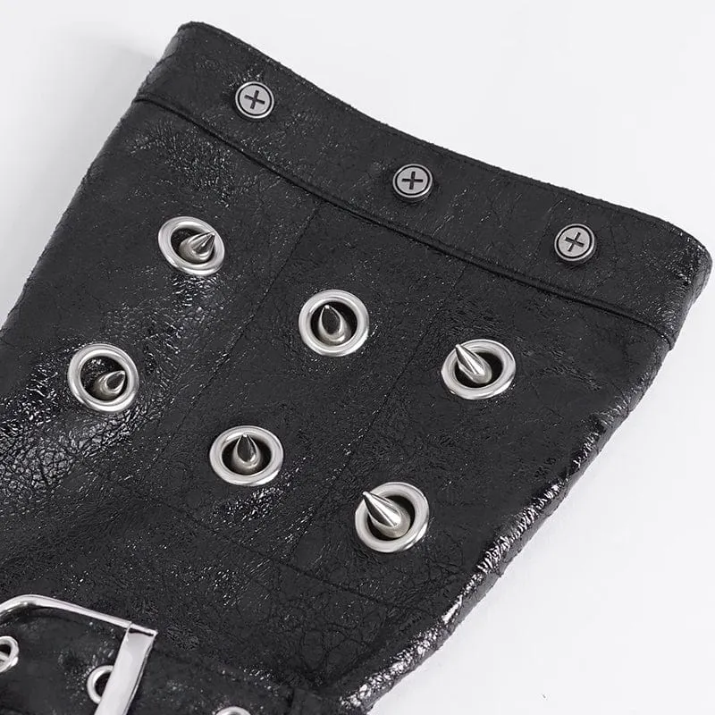 Gothic-Mesh-Splice-Halbfingerhandschuhe mit Nieten für Herren
