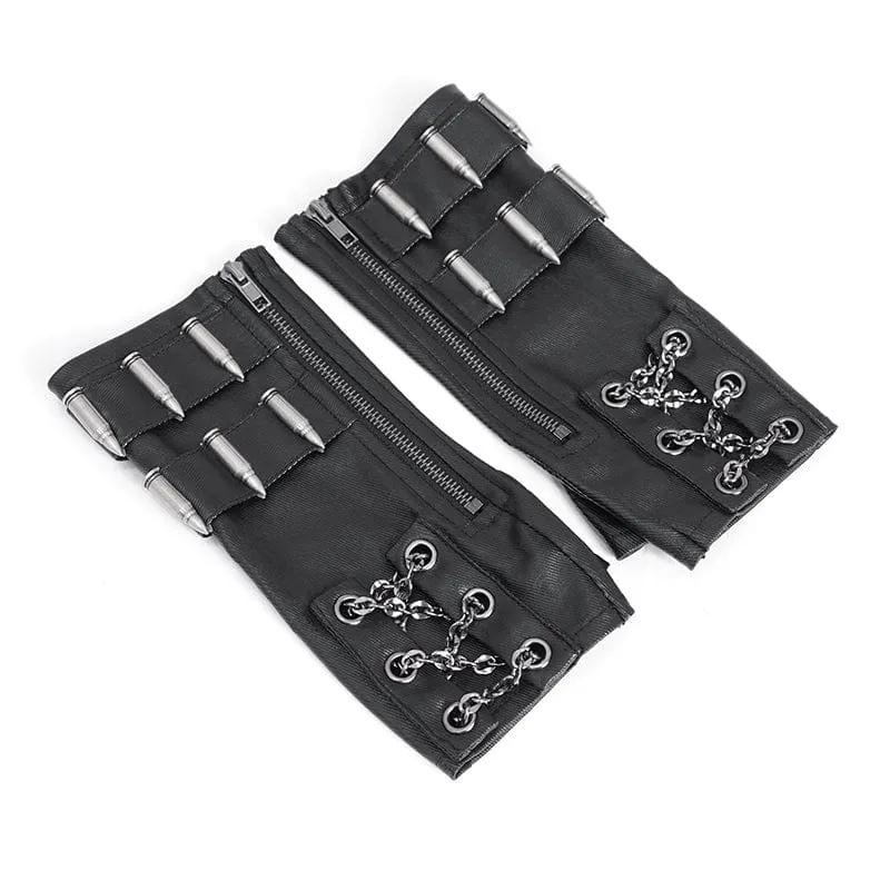 Fingerlose Gothic-Handschuhe mit Bullet-Reißverschluss für Herren