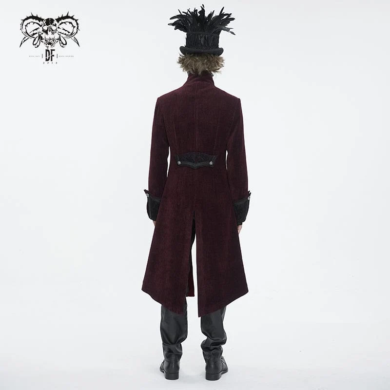 Roter Schwalbenschwanzmantel für Herren im Gothic-Stil mit Stehkragen