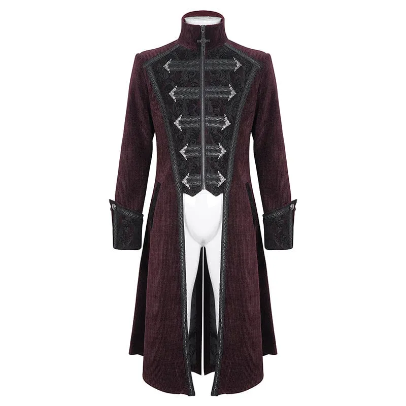 Roter Schwalbenschwanzmantel für Herren im Gothic-Stil mit Stehkragen