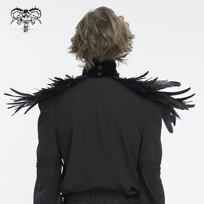 Herren Gothic-Stehkragen mit Perlen und Federn