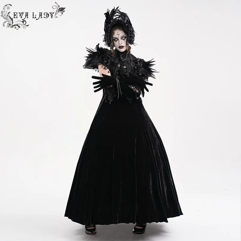 Gothic-Haarschmuck für Damen mit Netzriemen und Federn
