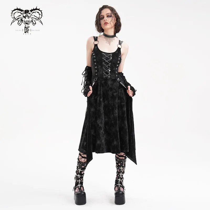 Damen Gothic Ketten Ringe Unterkleid mit Handschuhen