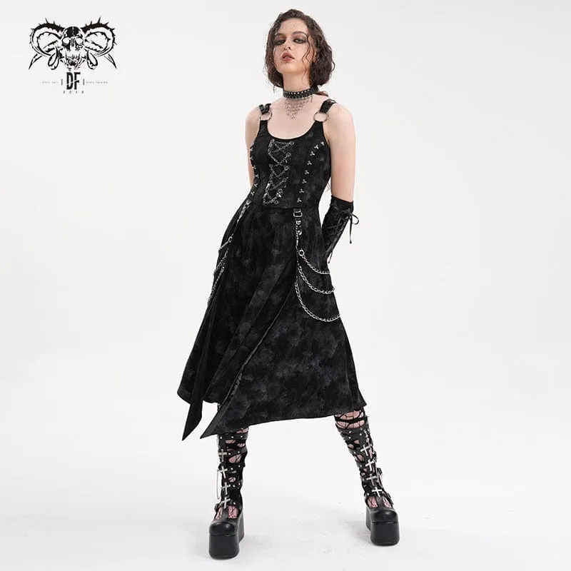 Damen Gothic Ketten Ringe Unterkleid mit Handschuhen