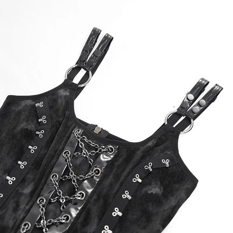 Damen Gothic Ketten Ringe Unterkleid mit Handschuhen